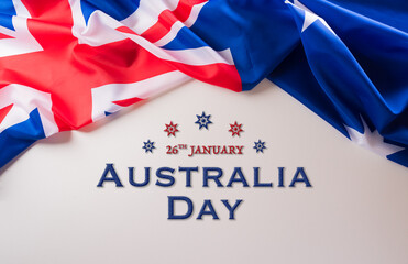 Happy Australia day concept. Australian flag against white background. 26 January.