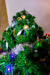 Decorated with a glowing Christmas tree during Christmas Eve