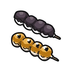 あんこと、みたらしのお団子のイラスト