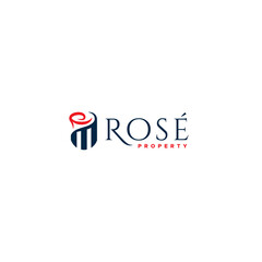 Minimalist flat ROSE PROPERTY interior logo design