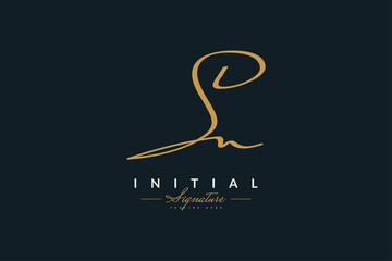 Elegant and Minimalist Letter S and N Logo Design with Handwriting Style. SN Signature Logo or Symbol for Wedding, Fashion, Jewelry, Boutique, Botanical, Floral and Business Identity