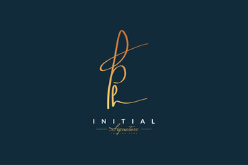 Elegant Letter P and H Logo Design with Handwriting Style in Metallic Gold Color. PH Signature Logo or Symbol for Wedding, Fashion, Jewelry, Boutique, Botanical, Floral and Business Identity