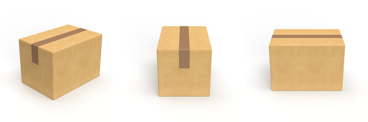 白背景のダンボール 3D素材