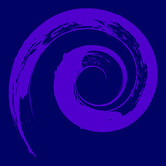 Violet grunge stripe in spiral form. Geometric art. Vector illustration. Trendy design element for logo, tattoo, sign, symbol, web pages, prints, posters, template, pattern and abstract background