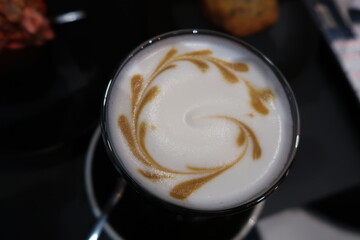Latte art, at a cafe in Lyon, France.