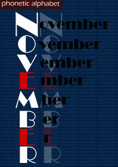 N (November) wallpaper background phonetic alphabet design for decoration	