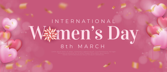 Editable text 8 March style effect for international women's day celebration banner