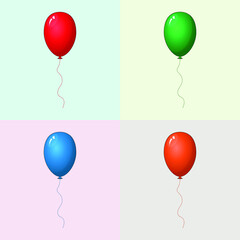 Set of vector  multicolored  balloons on an isolated background. cute little toy, design for children