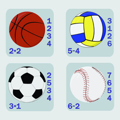 Fototapeta premium worksheet vector design, task to calculate the answer and connect to the correct number. Logic game for children.