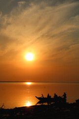 sunset time boating on sea