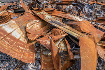 Burned down house after fire