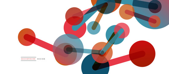 Abstract background. Round dots connected by lines. Trendy techno business template for wallpaper, banner, background or landing