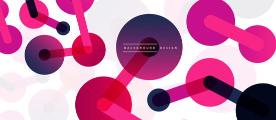 Abstract background. Round dots connected by lines. Trendy techno business template for wallpaper, banner, background or landing