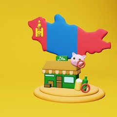 3d rendering of halal and haram food and beverage culinary tourism in Mongolia