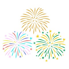 Fireworks vector illustration isolated. Fireworks display in celebration background.