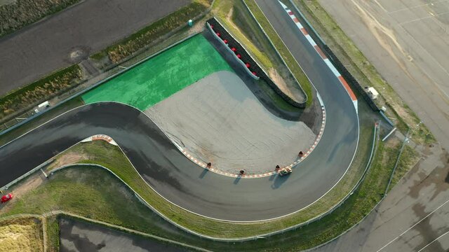 Bird's eye view of F1 Circuit Zandvoort  in The Netherlands - aerial drone shot