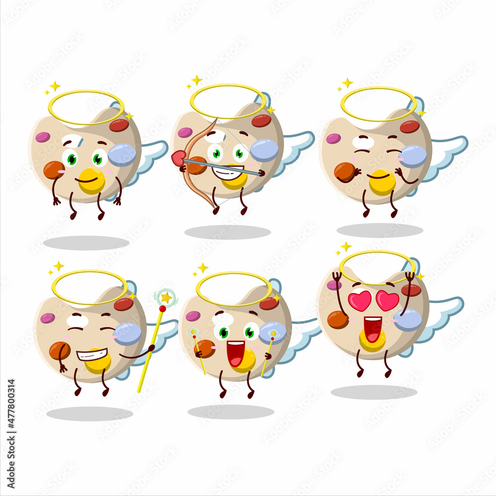 Wall mural Paint palette cartoon designs as a cute angel character