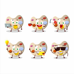 Paint palette cartoon character with various types of business emoticons