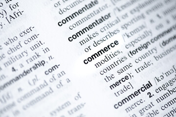 Commerce printed in english dictionary