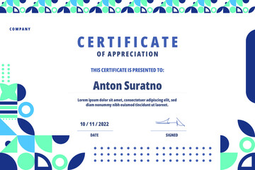 Fototapeta na wymiar blue abstract geometric background certificate