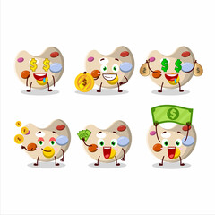 Paint palette cartoon character with cute emoticon bring money