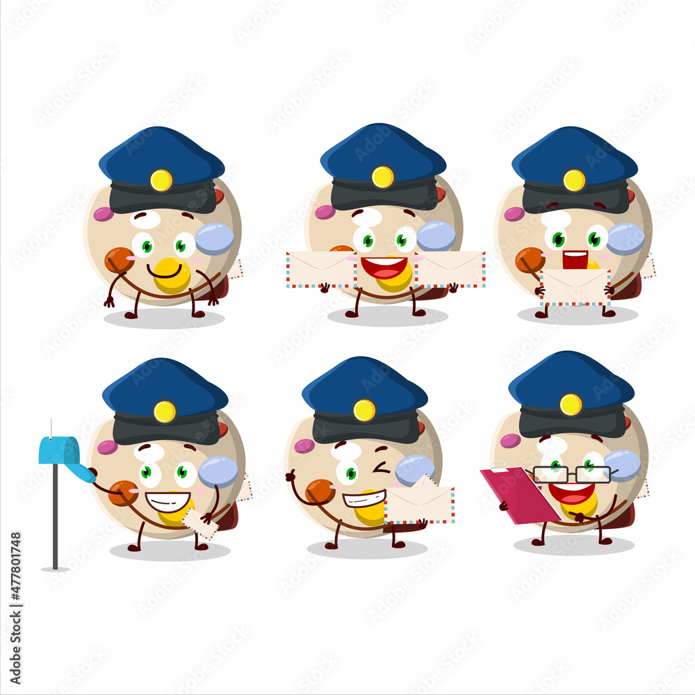 Poster A picture of cheerful paint palette postman cartoon design concept