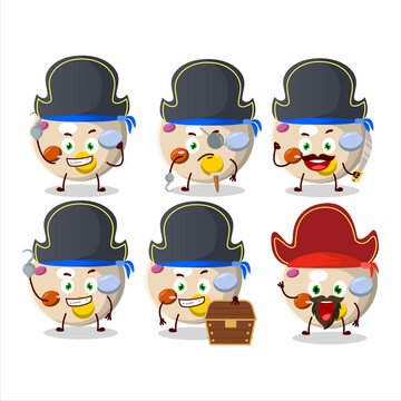 Cartoon character of paint palette with various pirates emoticons