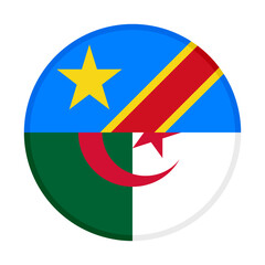 round icon with dr congo and algeria flags. vector illustration isolated on white background