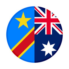 round icon with dr congo and australia flags. vector illustration isolated on white background