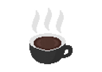 hot coffee or hot chocolate illustration with pixel theme