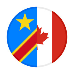 round icon with dr congo and canada flags. vector illustration isolated on white background
