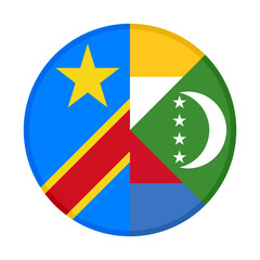 round icon with dr congo and comoros flags. vector illustration isolated on white background