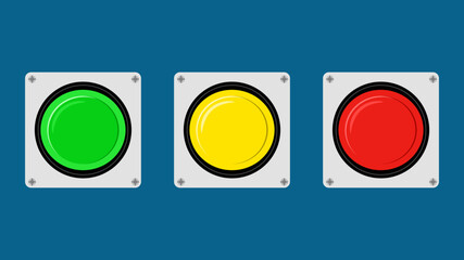 Green red and yellow buttons. isolated button on the background. vector