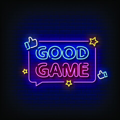 Good Game Neon Signs Style Text Vector