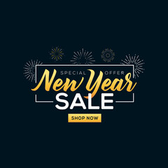 Fototapeta na wymiar New Year sale discount banner template promotion