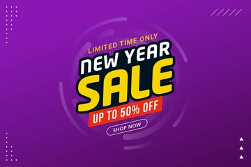 New Year sale discount banner template promotion