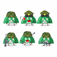 A charming soldier green arc ruler cartoon picture bring a gun machine