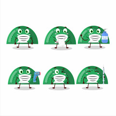 A picture of green arc ruler cartoon design style keep staying healthy during a pandemic