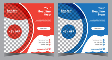 Business podcast social media post template design.  Modern banner design with place for the photo. Usable for social media, banner, and website