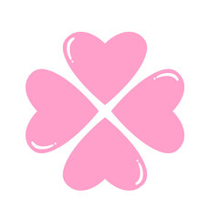 cute pink four leaves clover icon