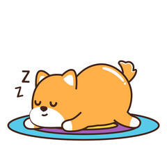 cute little puppy sleeping in the carpet