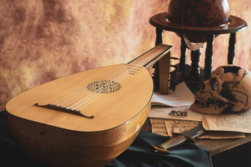 Musical still life in the Renaissance style with lute