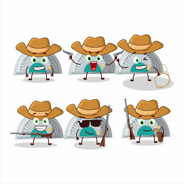 Cool cowboy white arc ruler cartoon character with a cute hat
