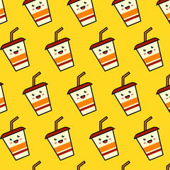 Vector illustration Cute flat design glass cup pattern