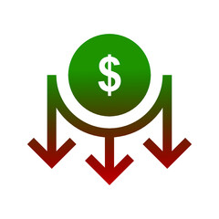 Dollar down icon symbol vector. dollar down symbol vector sign isolated on white background illustration for graphic and web design