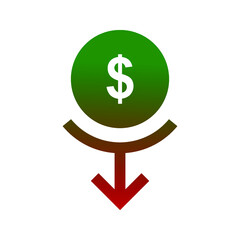Dollar down icon symbol vector. dollar down symbol vector sign isolated on white background illustration for graphic and web design