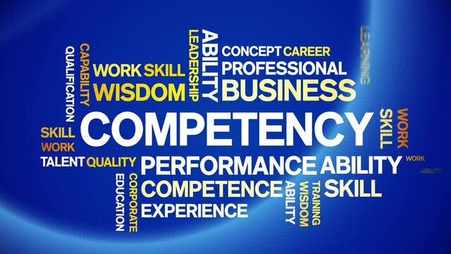 Competency Animated tag word cloud;text design animation kinetic typography seamless loop.