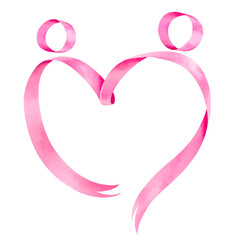 Happy Valenetine's Day. Lover couple symbol with clipping path.. Friendship concept. Helping people. Watercolor style.