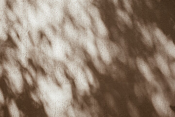 Aesthetic sunlight shadow of tree leaves on the neutral beige wall background