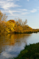 Der Main bei K&ouml;hler an der Volkacher Mainschleife, Stadt Volkach, Landkreis Kitzingen, Unterfanken, Bayern, Deutschland